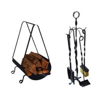 Kit Limpeza Lareira com Acessórios e Porta Lenha Cesto Kit Limpeza Lareira com Acessórios e Porta Lenha Cesto