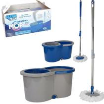Kit Limpeza Mop 360 Graus13 L Cesto em Plastico + Balde + Pano Microfibra Azul Kit Limpeza Mop 360 Graus13 L Cesto em Plastico + Balde + Pano Microfibra Azul