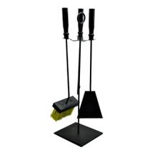 Kit Limpeza Para Lareiras Cabo Madeira Base Quadrada
