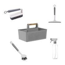 Kit Limpeza para Lavanderia Multiuso Cinza 5 Peças