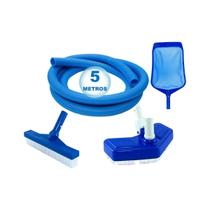 Kit limpeza para piscina alvenaria vinil fibra com 5m mangueira