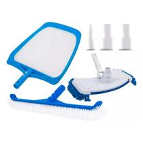Kit Limpeza Para Piscina Com Escova Curva E Aspirador Oval