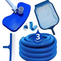 Kit Limpeza para Piscina Completo Aspirador, Peneira, Escova e Mangueira 3m