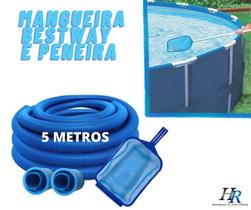 Kit Limpeza para Piscina Inflável Estruturada Mor Bestway - Mangueira + Peneira - AZUL FLEX