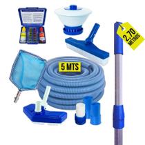Kit Limpeza Para Piscinas Fibra Vinil Alvenaria - Cabo 2,70m