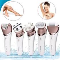 Kit Limpeza Pele Massageador Depilador Esfoliador 5x1 Kemei