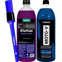 Kit Limpeza Pesada Desincrustante Acido Shampoo Lavagem Automotiva Alumax 1,5L Moto-V 1,5L Vonixx