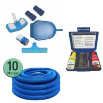 Kit Limpeza Piscina + 10 Metros Mangueira + Kit Teste PH