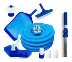 Kit Limpeza Piscina 12m De Mangueira Cabo 3m Pooltec