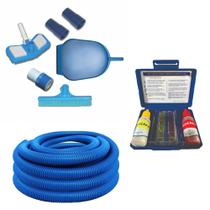 Kit Limpeza Piscina + 5 Metros Mangueira + Kit Teste PH