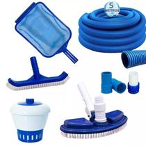 Kit Limpeza Piscina Aspirador Mangueira Clorador Mangueira Flutuante Adaptador Ponteira Escova Curva