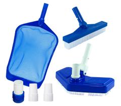 Kit Limpeza Piscina Aspirador Peneira Escova