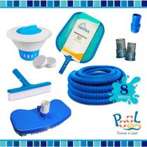 Kit Limpeza Piscina c/ Mangueira 8 metros
