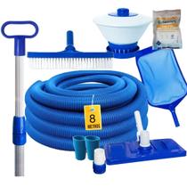 Kit Limpeza Piscina Completo Aspirador Escova Mangueira 8m