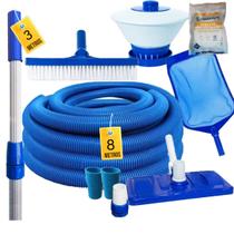 Kit Limpeza Piscina Completo Aspirador Escova Mangueira 8m