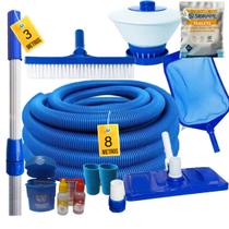Kit Limpeza Piscina Completo Aspirador Esferas Mangueira 8m