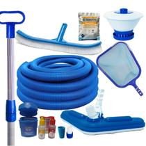 Kit Limpeza Piscina Completo Mangueira 8m Aspirador 3 Rodas