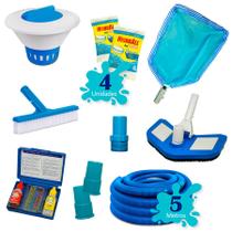 Kit Limpeza Piscina Completo Pastilha Penta c/ Mangueira 5 metros Kit Limpeza Piscina Completo Pastilha Penta c/ Mangueira 5 metros