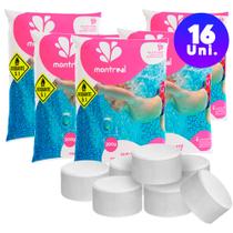 Kit Limpeza Piscina Montreal Pastilha De Cloro 200g 16 Und