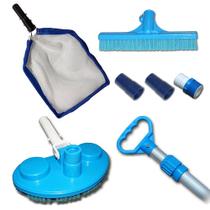 Kit Limpeza Piscina Peneira Aspirador Escova Cabo 140cm Kit Limpeza Piscina Peneira Aspirador Escova Cabo 140cm