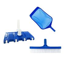 Kit Limpeza Piscina Peneira + Escova + Aspirador 8 Rodas