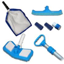 Kit Limpeza Piscina Peneira Metálica Aspirador Escova Curva Cabo 3m - Herbinject - freitas piscina