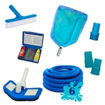 Kit Limpeza Piscina Simples C/ Mangueira 6 metros