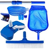 Kit Limpeza Piscinas Mangueira Silicone 5Mt Cabo 2Mt Estojo