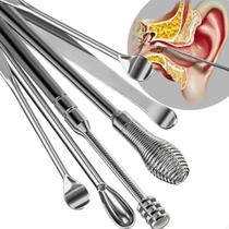 Kit Limpeza Removedor Cera De Ouvido 6 Peças Inox Portátil Kit Limpeza Removedor Cera De Ouvido 6 Peças Inox Portátil