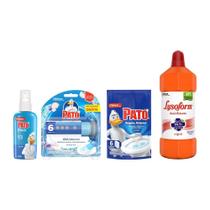 Kit Limpeza Sanitária Pato Block Algodão 60ml + Gel Adesivo Marine 38g + Tablete Marine 6un + Lysoform 1L