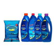 Kit limpeza tratamento piscina - cloro 1kg - clarificante - algicida 2 em 1- limpa bordas- ph+ Kit limpeza tratamento piscina - cloro 1kg - clarificante - algicida 2 em 1- limpa bordas- ph+