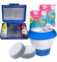Kit Limpeza Tripla Ação 2 Pastilhas Estojopara medir ph e cloro com Flutuador Kit Limpeza Tripla Ação 2 Pastilhas Estojopara medir ph e cloro com Flutuador