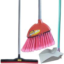 Kit Limpeza Vassoura Pá Rodinho Canto Não Risca Com Cabo