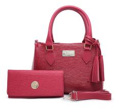 Kit linda bolsa +carteira feminina cor vermelha presente dia dos namorados