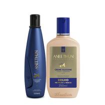 Kit linha A Aneethun 2 passos Shampoo e creme Silicone