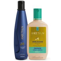 Kit Linha A Shampoo e Creme de Silicone Cachos Aneethun