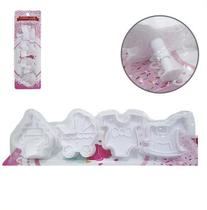 Kit Linha Confeiteiro com 4 Peças Cortador Molde para Biscoito de Plástico com Injetor Kit Linha Confeiteiro com 4 Peças Cortador Molde para Biscoito de Plástico com Injetor