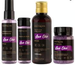 Kit Linha Love Chic com Espuma, Sais, Aromatizador e Óleo de Massagem