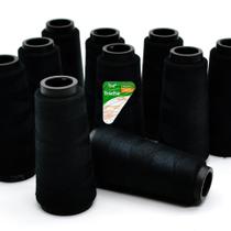 Kit Linha para Costura Reta 120 Preto Trichê - 1300 metros - 10 Unidades