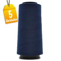 Kit Linha para Costura Reta 120 Trichê Azul Marinho - 1300 metros - 5 unidades