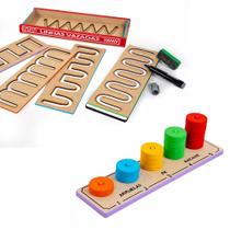 Kit Linhas Vazadas e Arruelas Brinquedo Educativo Pedagógico