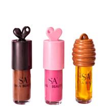 Kit Lip Gloss Chocolate Morango e Mel -Sasa Beauty