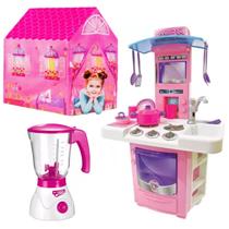 Kit Liquidificador Brinquedo Casa Com Big Cozinha e Barraca