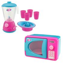 Kit Liquidificador + Microondas C/ Som/luz Cozinha Infantil - Usual Brinquedos