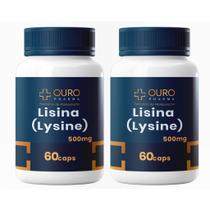 KIT Lisina 500mg Autêntica com Laudo 2 Potes 60 Cápsulas