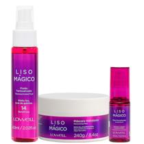 Kit Liso Mágico 1 Máscara 240g 1 Fluido 60ml 1 Óleo 30ml Lowell
