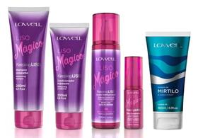 Kit Liso Mágico Completo 4 Produtos +Leave-in Mirtilo 180 ml