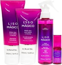 Kit Liso Mágico Lowell Completo com Fluido Termoativo, Shampoo, Condicionador e Óleo Disciplinante
