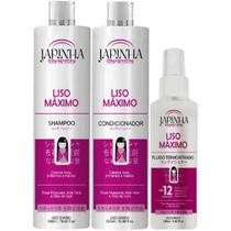 Kit Liso Máximo Japinha - Shampoo 500ml + Condicionador + Fluido Termoativado 120ml