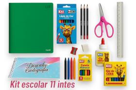 Kit Lista Material Escolar Completo Caderno96fls Lápis de Cor Cola Giz-kaz Ensino Fundamental - 11PÇ Kit Lista Material Escolar Completo Caderno96fls Lápis de Cor Cola Giz-kaz Ensino Fundamental - 11PÇ